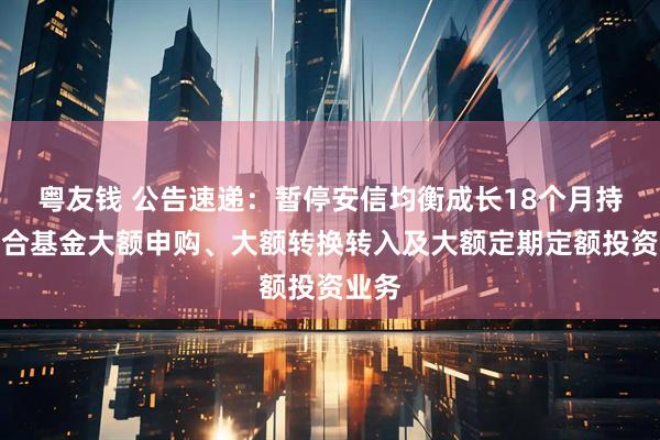 粤友钱 公告速递：暂停安信均衡成长18个月持有混合基金大额申购、大额转换转入及大额定期定额投资业务